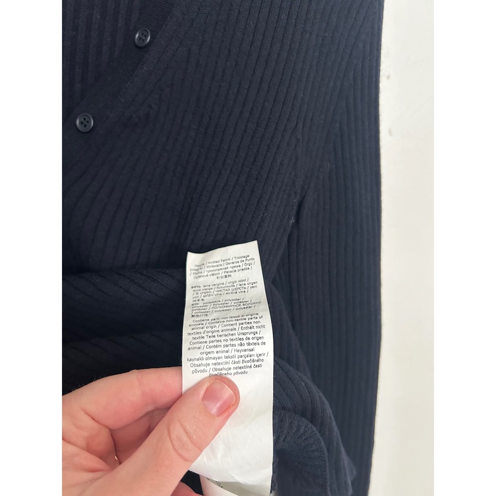 'S Max Mara Black Ribbed V Neck Button Up Long Sleeve Sweater Top L - Picture 3 of 14